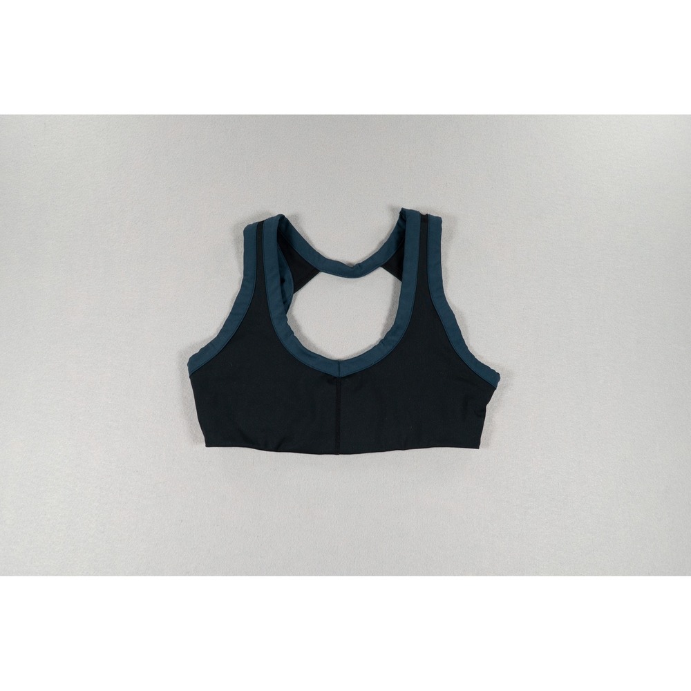 Free People Movement Sports Bra Black Teal Racerback Cutout‎ Size S